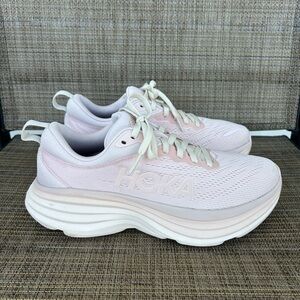 Like new HOKA One size 7 Cosmic Pearl Bondi 8 Running sneakers light Pink White